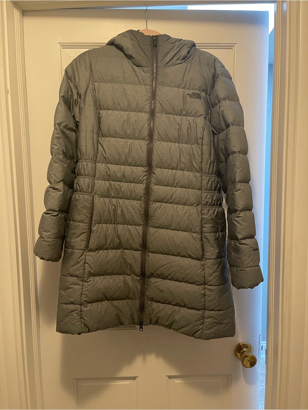 The North Face Women’s Gray Long Hooded Puffer Coat Size L